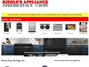Riddles Appliance Store York and RedLion PA